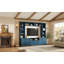 Meuble télé mural élégant de style campagnard avec 4 tiroirs pour téléviseurs jusqu'à 70 pouces, bleu