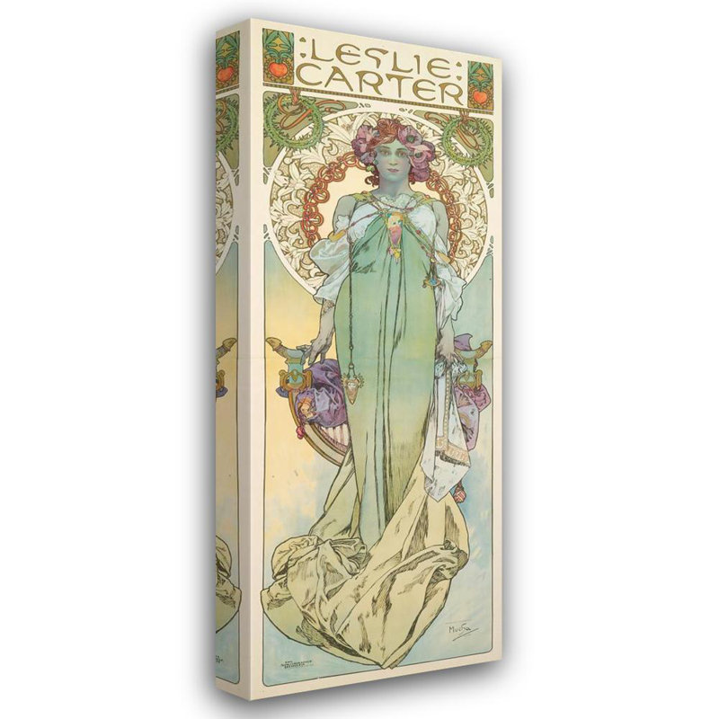 "Leslie Carter" par Alphonse Mucha - Toile tendue avec châssis, H 40 po x l 28 po
