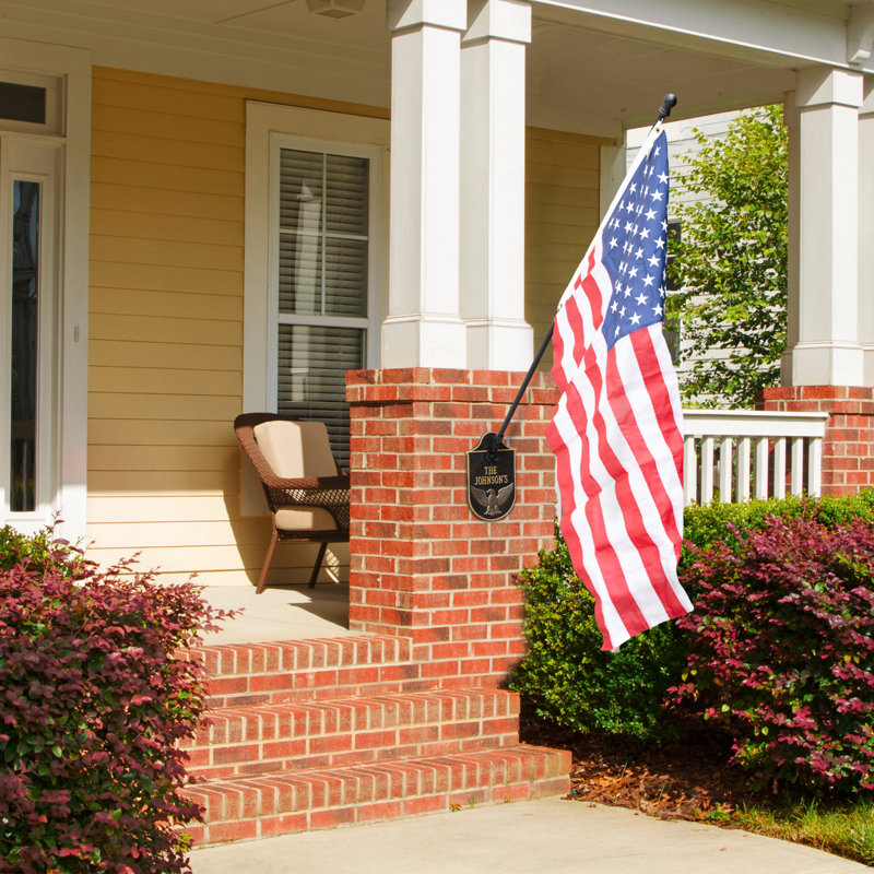 Eagle Flagpole Holder Plaque, Standard Wall 2-line