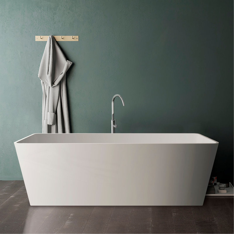 Baignoire de trempage autoportante à surface solide de 67 pouces pour salle de bain