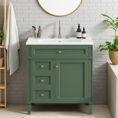 30'' Bathroom Vanity Without Top Sink, Modern Bathroom Storage Cabinet With 2 Drawers And A Tip-Out Drawer