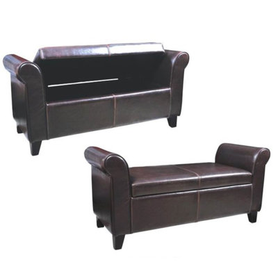 Cordon Faux Leather Upholstered Storage Bench