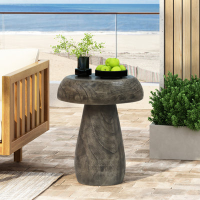 Table d'appoint champignon, texture grain de bois, look rétro, imperméable, multifonctionnel pour le salon, diamètre de 13,2 pouces, table de 20,5 pouces de couleur naturelle, oxyde de magnésium, design fantaisiste,