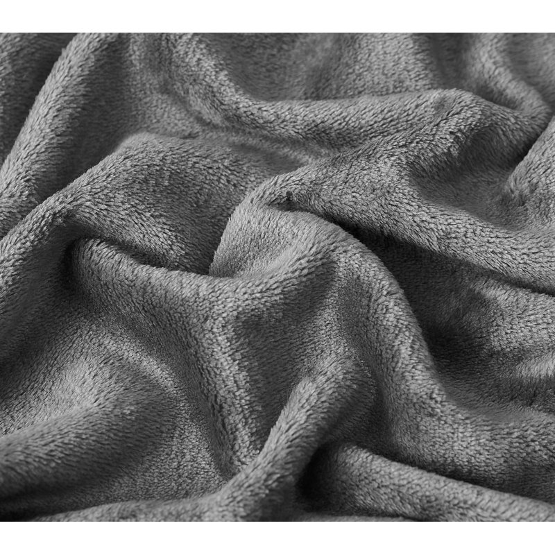 Solid Fleece Blanket, Medium Gray, Queen