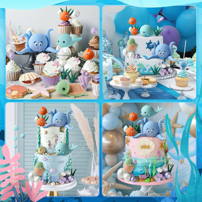 23Pcs Undersea Cake Decorations Ocean, Animal Cake Decorations With Cake Ball Decorations
