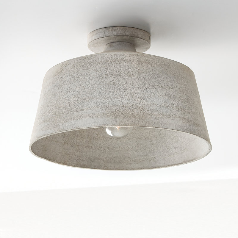 14"W x 9"H Quarry 1-Light Tapered Metal Semi Flush, Stucco