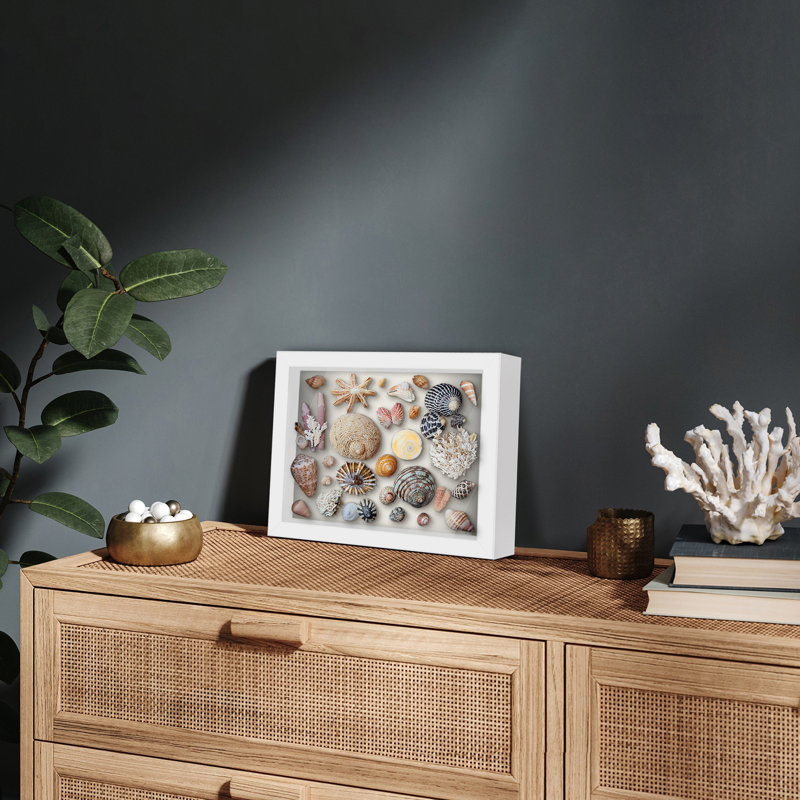 Sturdevant Shadow Box Frame Composite Wood with Glass for Hanging and Tabletop, White, 8" x 10"