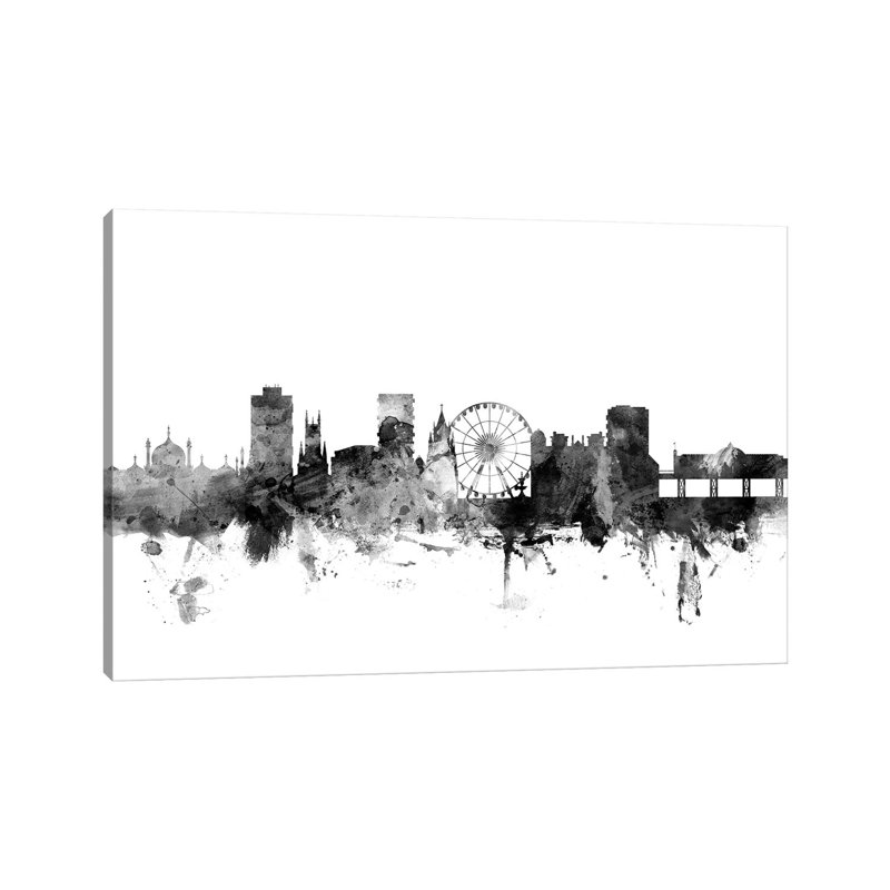 Brighton, England In Black & White by Michael Tompsett - Wrapped Canvas Gallery-Wrapped Canvas Giclée