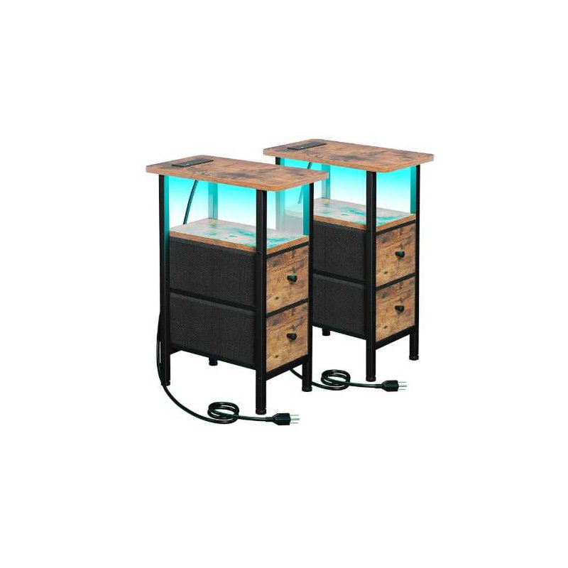 21.6cm W Solid Wood Bedside Table, Brown