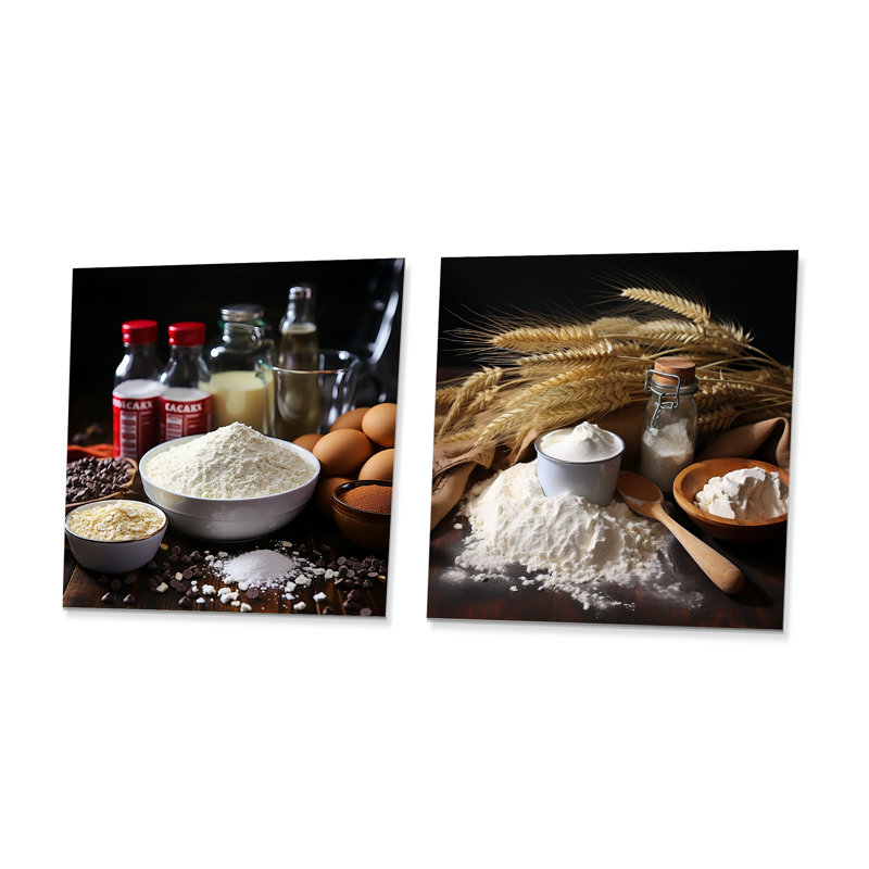 Farine de blé Baroque French Backery Flour I - ensemble de 2 décorations murales carrées en métal, H 23 po x l 46 po