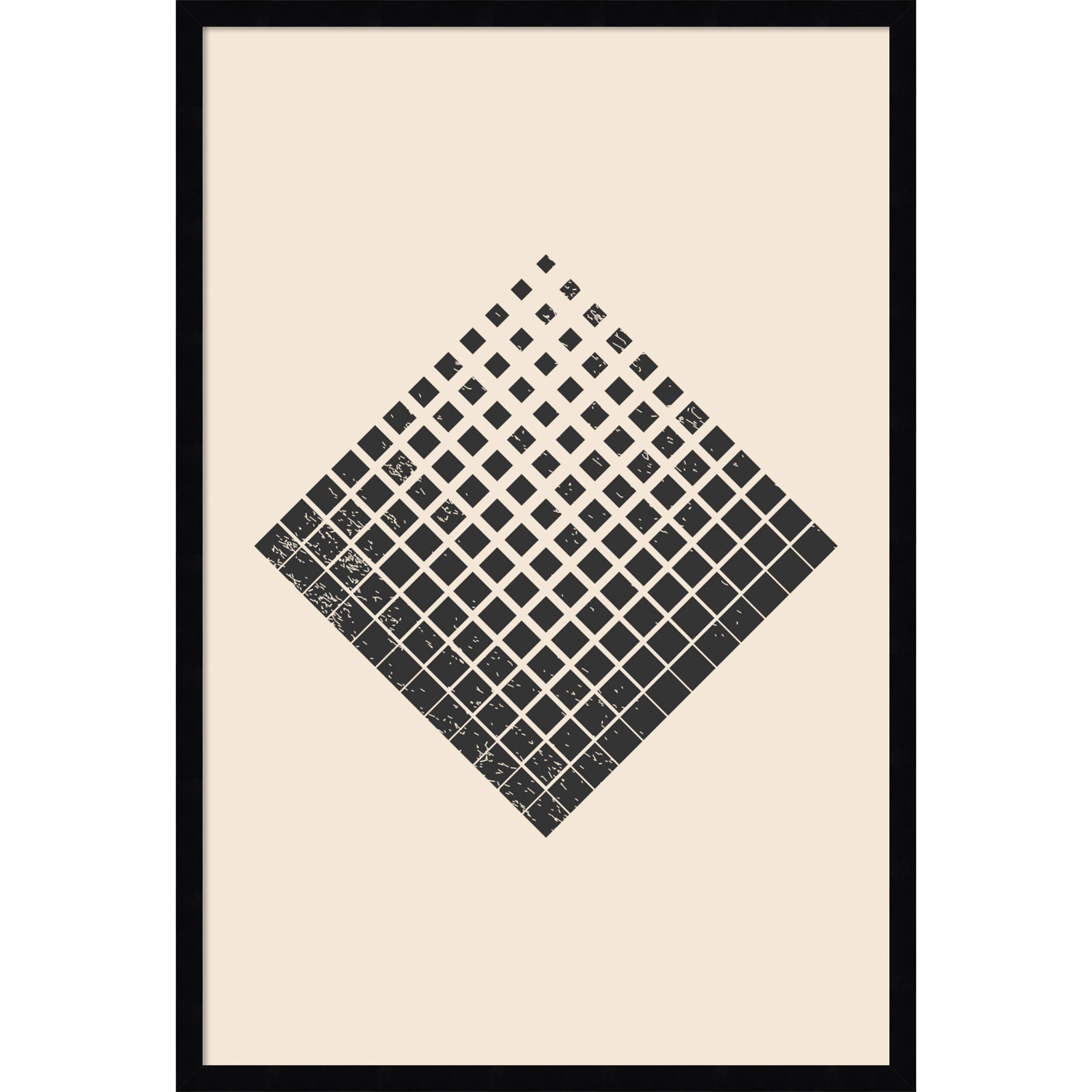 Minimal Halftone Shapes No. 3 Print, 33" H x 23" W x 1" D, Black