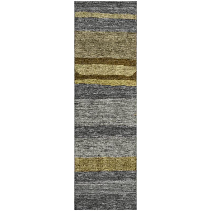 Premium Machine Washable Lubbers AMF1736 Stripe Rug, Runner 2'3" x 7'6"
