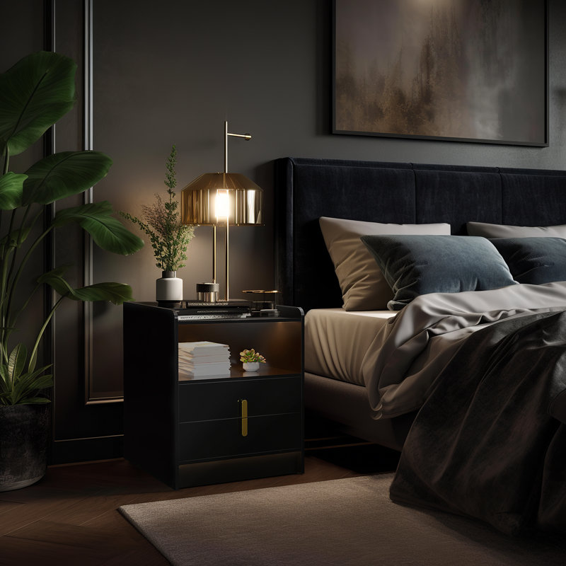 Donterious 17.7 " W Nightstand, Black
