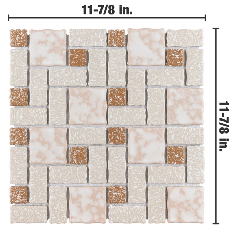 Academy Random Sized Straight Edge Porcelain Versailles Mosaic Wall & Floor Tile, Beige/Brown