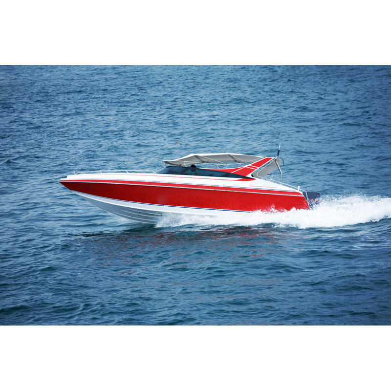 Bateau à moteur par Kirza - impression sur toile tendue, L 18 po x H 12 po