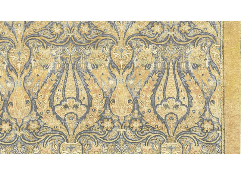 One-of-a-Kind Hand-Knotted High-Quality Area Rug in Gold/Gray