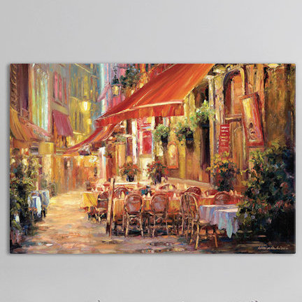 « Café in Light », reproduction d'art sur toile tendue, H 12 po x l 18 po x P 1,5 po, Toile tendue, Pas de tapis