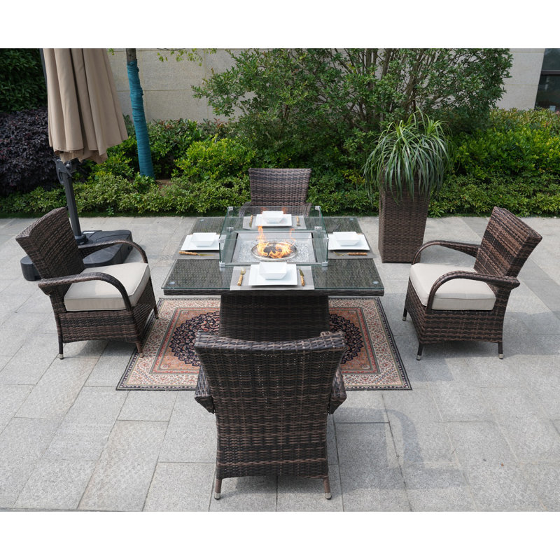 Barcomb Wicker/Rattan 4 - Person Seating Group With Cushions