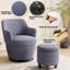 Modern Swivel Accent Chair with Ottoman-1672522331