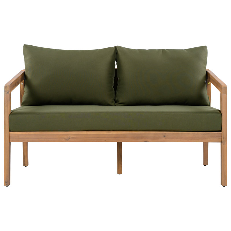 Canapé d'extérieur Airwyn, Coussin vert foncé / structure naturelle