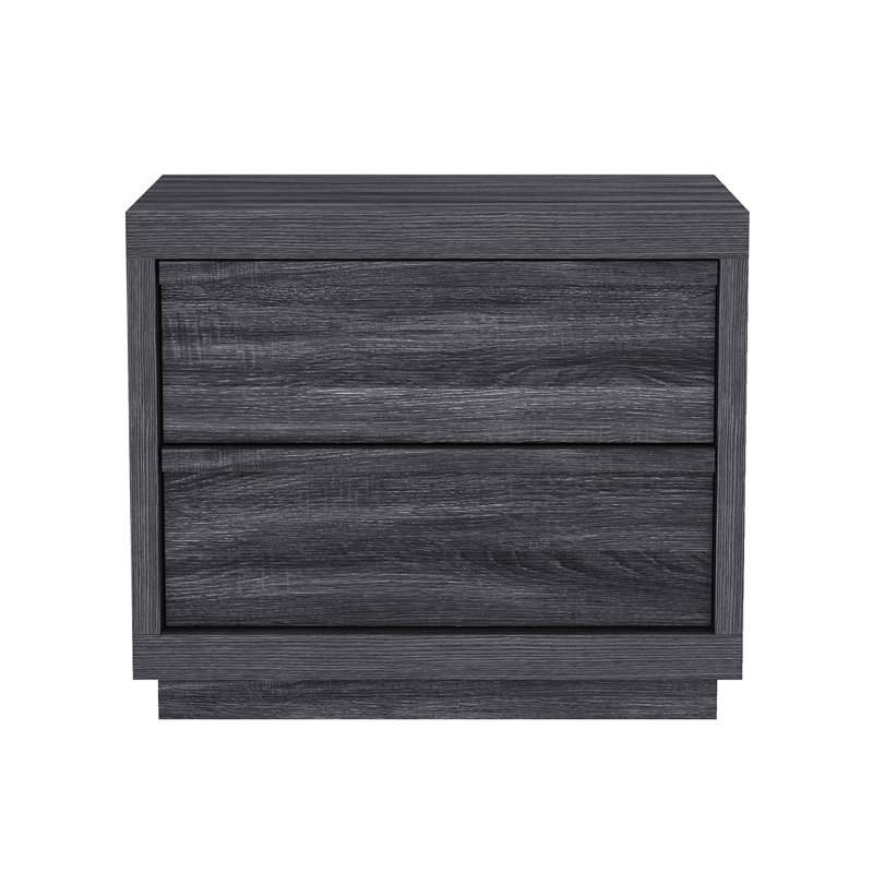 Table de chevet 2 tiroirs Navis, Gris anthracite