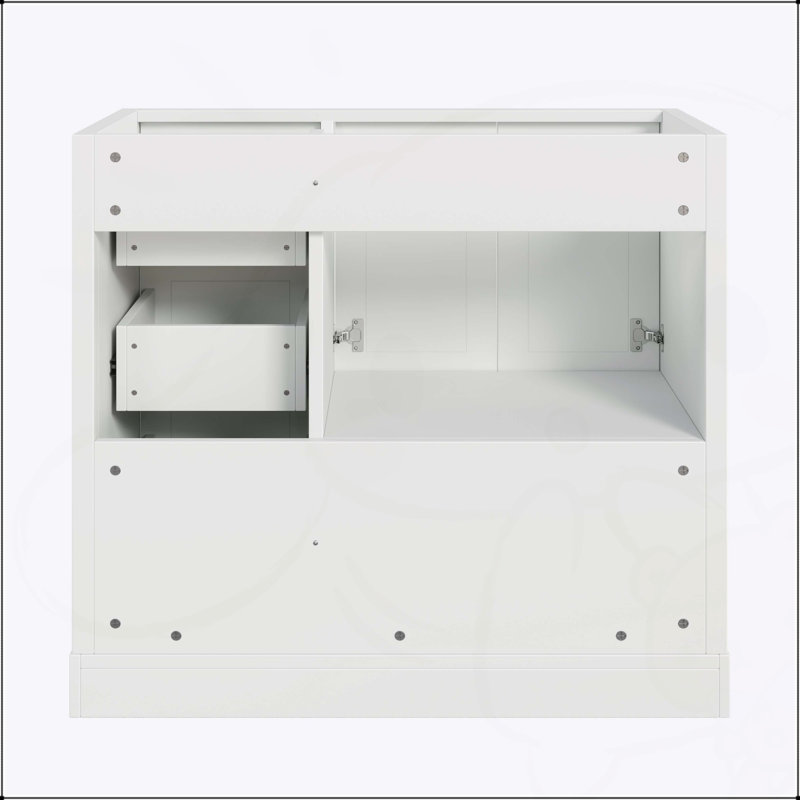 Meuble-lavabo autoportant en bois massif de 36 pouces avec 4 tiroirs et tablette, portes à fermeture douce, idéal pour les salles de bain modernes