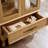 Lighted Curio Cabinet - Elegant Glass Display Cabinet With Adjustable Shelves, 2 Doors, And 1 Drawer - Wine Storage Sideboard With Included Bulb - Light Oak Finish