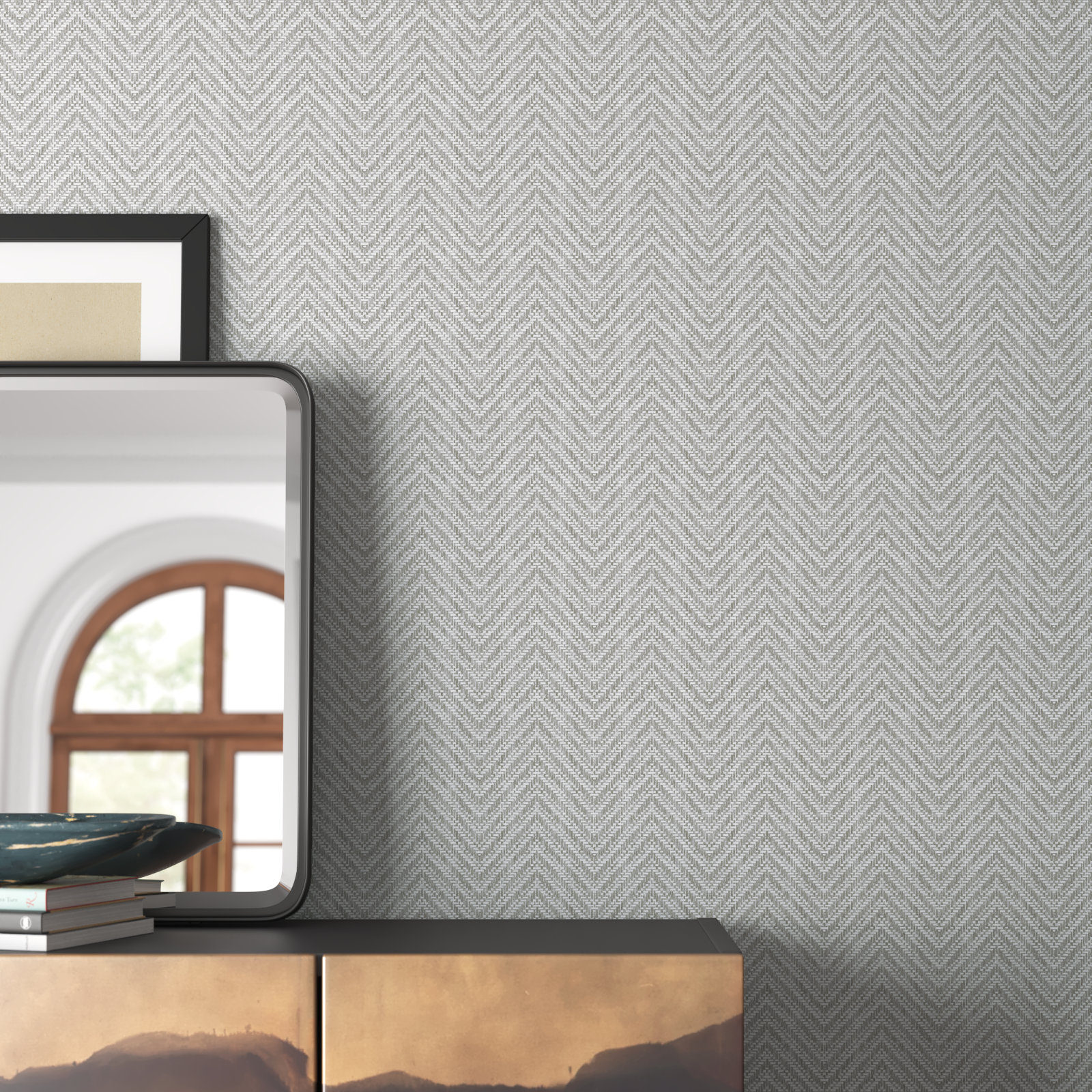 Eris Chevron Wallpaper, Gray