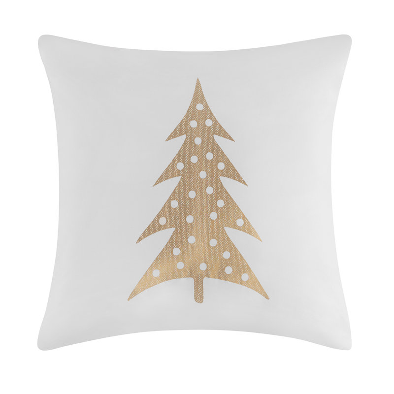White and Gold Cotton Holiday Throw Blanket
