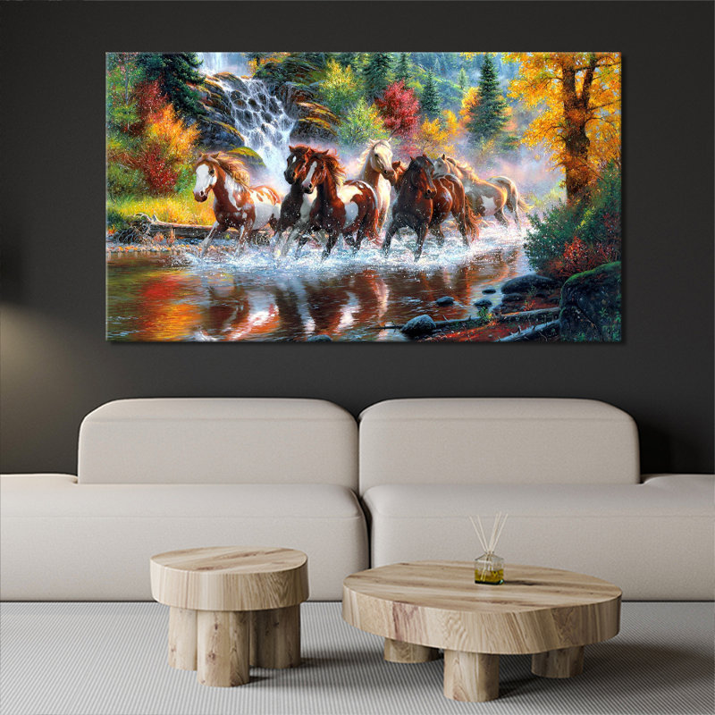 Seven Horses Running Wild - Wrapped Canvas Print, 76cm H x 127cm W
