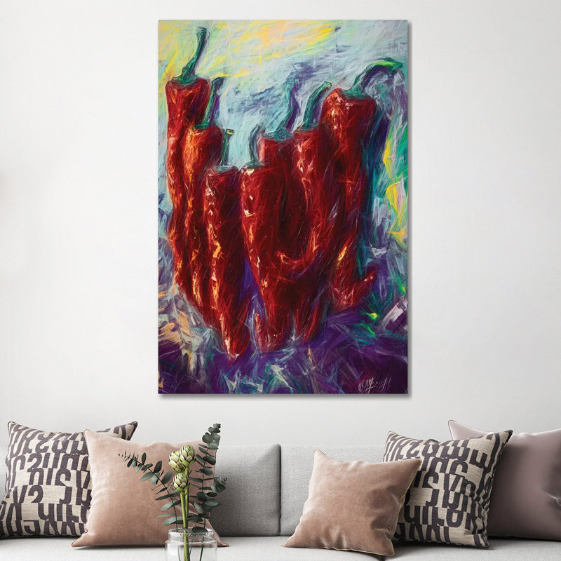 The Essence of Jalapeno Abstract 1 Piece Wrapped Canvas Painting, 152.5 cm H x 101.5 cm W