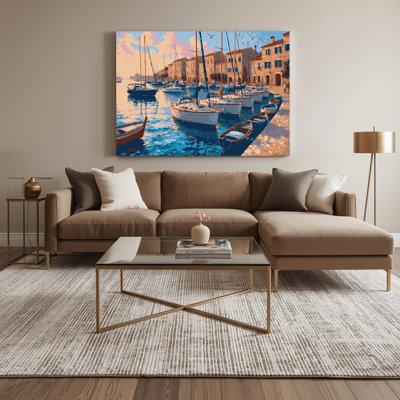 Transport sur toile, "Port de plaisance et scènes de port", toile grise
