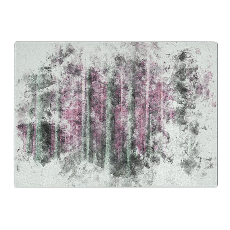 Tempered Glass Forest in Pink Chopping Board, 28.5 cm x 39 cm