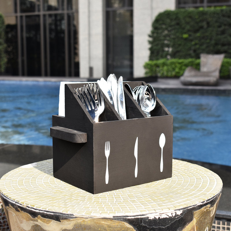 Ethbinium Wood Rectangle Flatware Caddy