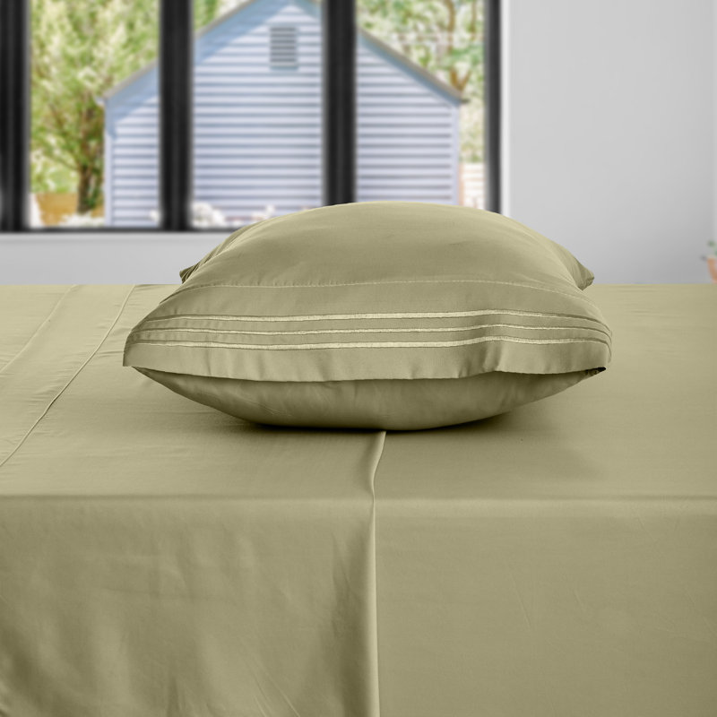 Ensemble de literie en microfibre 1800 Series, Ensemble de draps pour lit simple avec 1 taie d'or, Vert