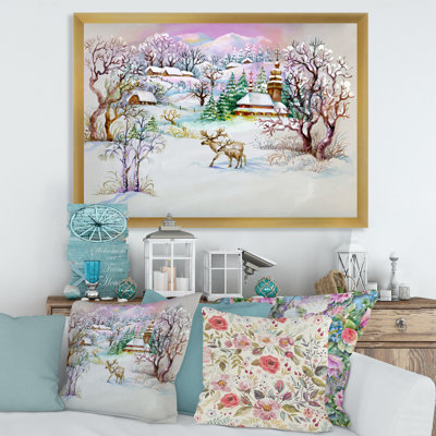 Winter Village Life - peinture sur toile