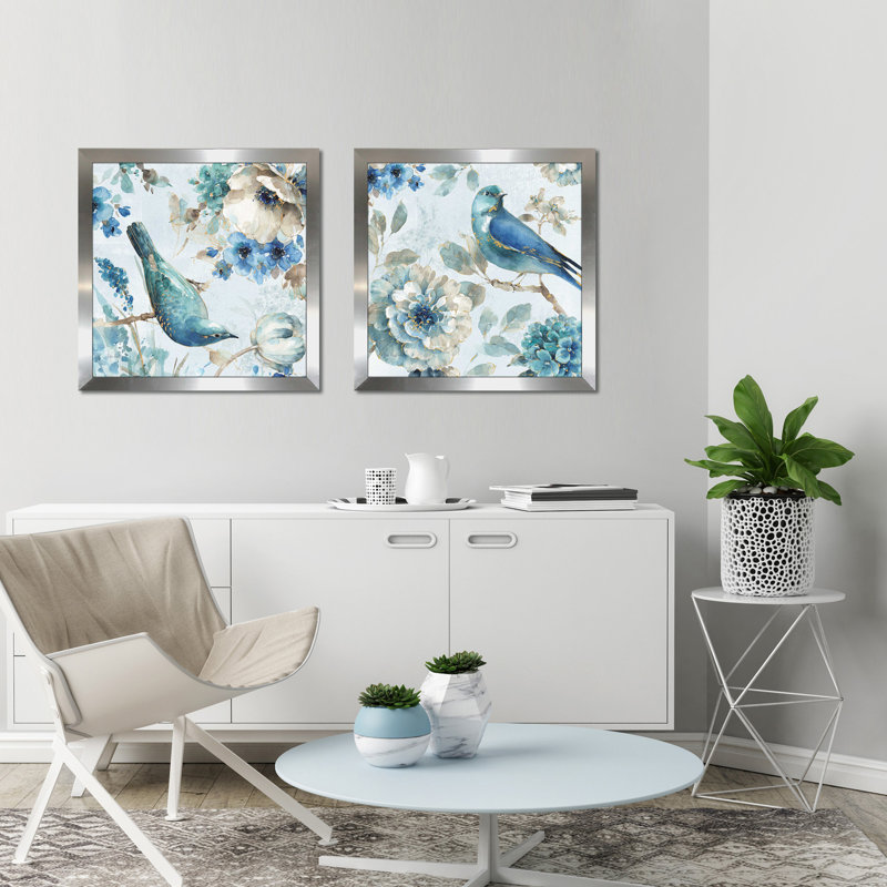 " Indigold II " 2 - Pieces, 21.5" H x 43" W x 0.75" D, Silver Framed