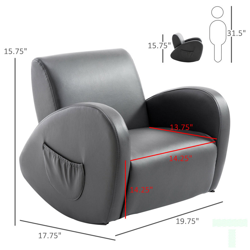 Chaise berçante pour enfants avec poche latérale, chaise berçante avec poche latérale et similicuir