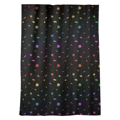 Panneau de rideau simple occultant avec passe-tringle outer space pois dot