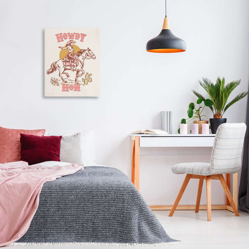  «Howdy Hon Cowgirl», art mural sur toile par Victoria Barnes, H 30 po x l 24 po
