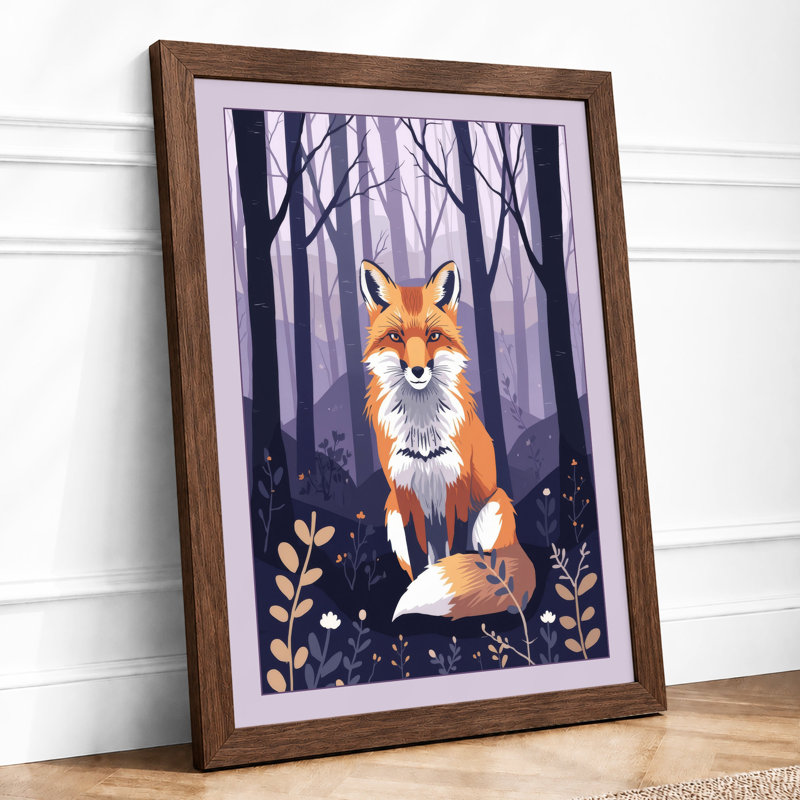 Forest Fox Boho - Framed Print, A2 - 59.4 x 42.0 cm, Walnut