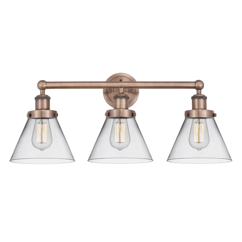 Éclairage pour meuble-lavabo à intensité variable 3 lumières Aritzy, Transparent, Cuivre antique