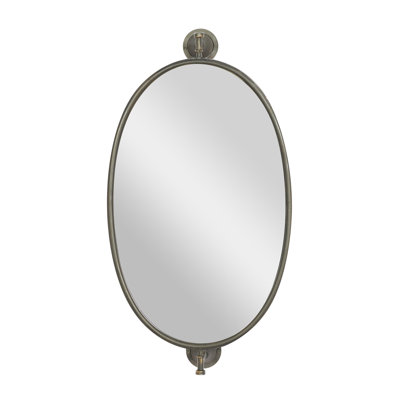 Black Metal Swivel Oval Room Wall Mirror, 15" x 7" x 29"