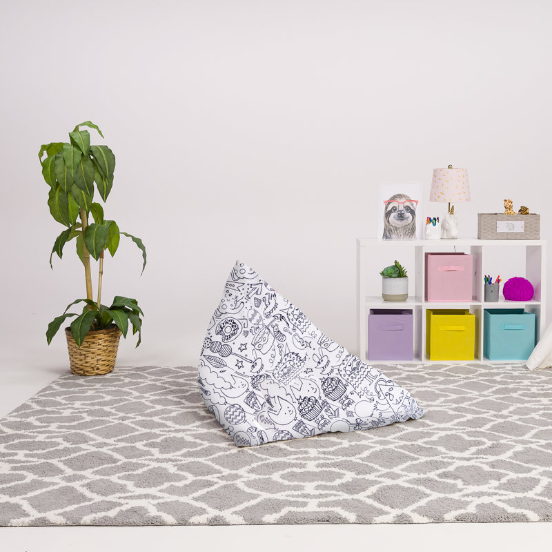 Fauteuil à billes classique, Toile - tissu coloré créatures amusantes, 200 L - grand