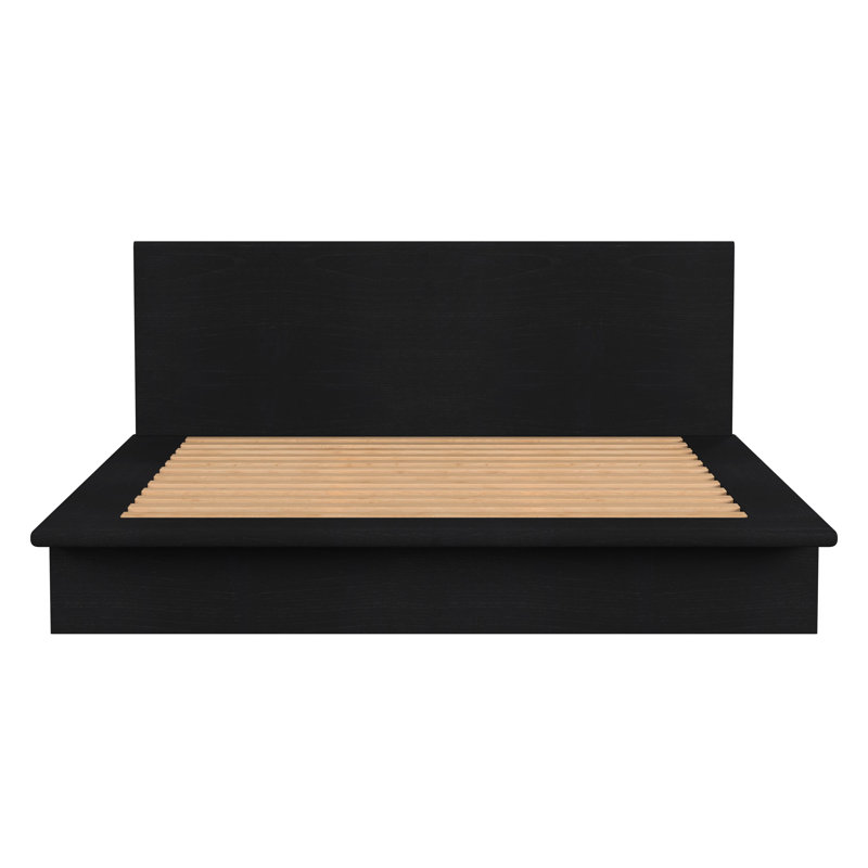 Soleil Wood Low Profile Platform Bed, King, Black