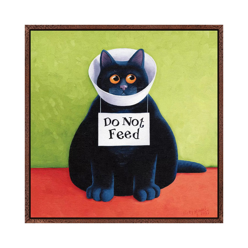Do Not Feed by Vicky Mount - Painting on Canvas, 45.72cm H x 45.72cm W x 3.81cm D, Classic Brown Wood Framed