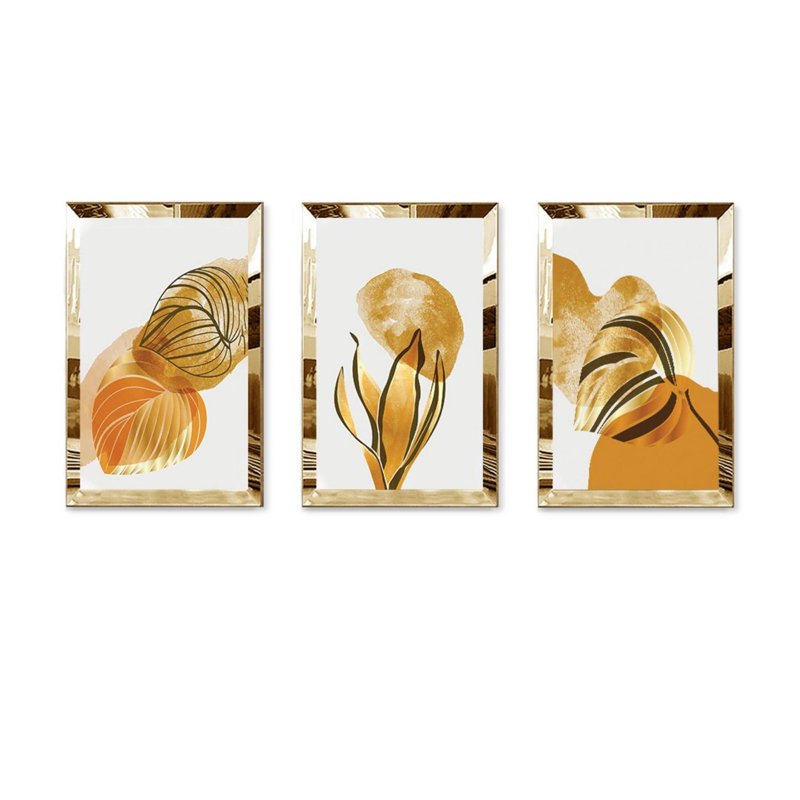 Élégant art mural décoratif (3 pièces), panneau de fibres à densité moyenne et plexiglas, 19,7 po x 27,6 po | 100% panneau de fibres à densité moyenne (épaisseur: 0,1 pouce) | Décoration élégante pour le salon et la chambre à coucher, parfaite pour l'esthétique moderne