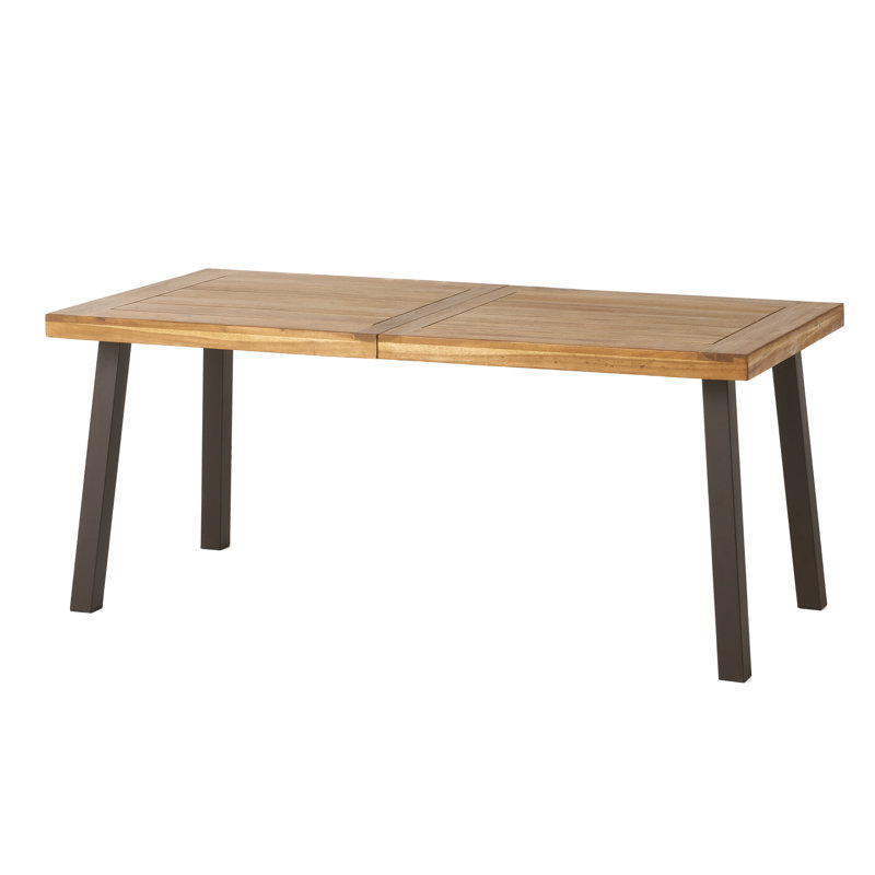 Grider Solid Wood Dining Table, Modern Industrial Dining Table, Patio Table, Natural Stain