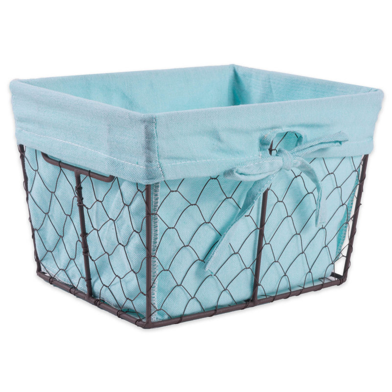 Gracie Oaks Colgate Fabric Basket, Rustic Aqua