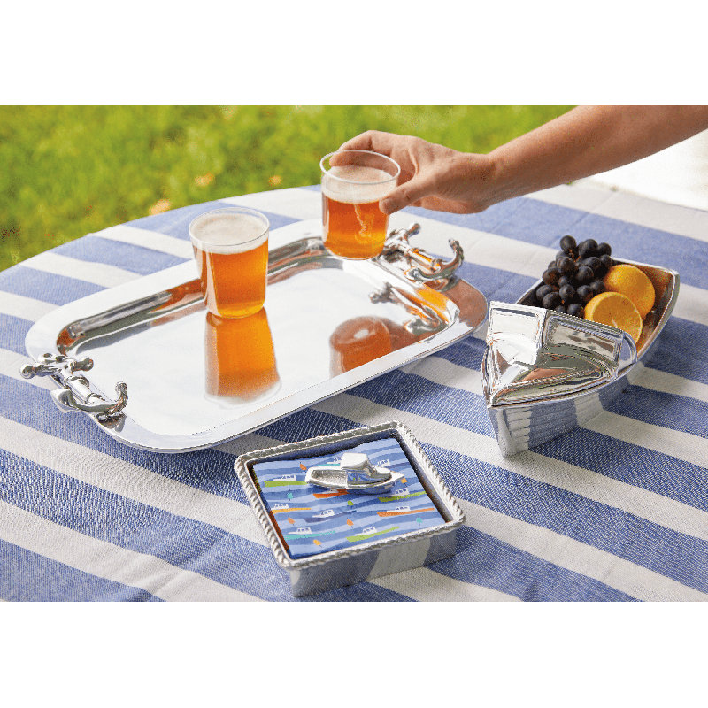 Silver Aluminum Motorboat Rope Napkin Holder